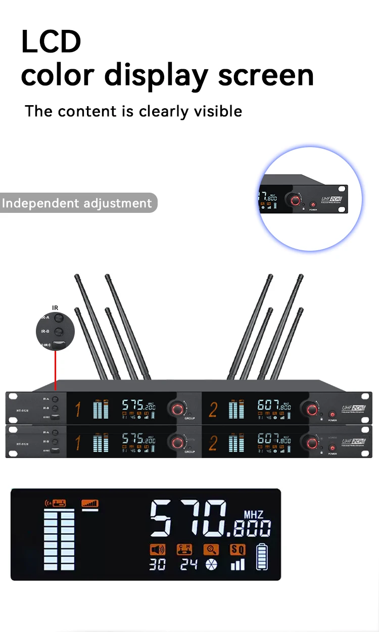 Paulkitson HT-5120 Professionelles Drahtloses Mikrofonsystem True Diversity 2-Kanal 564~615MHz Handmikrofon für Bühnenauftritte – Detail 8