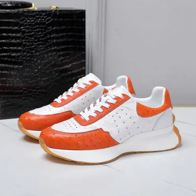 2026 new arrivel real ostrich skin casual shoes men,sneakers PDD790