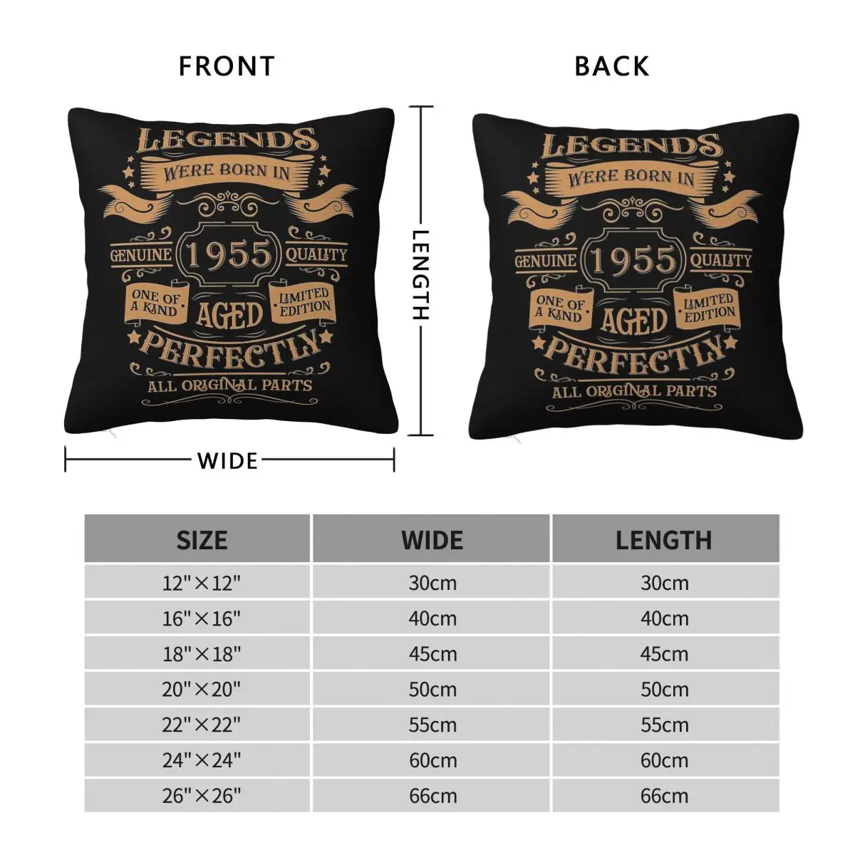 Vintage Born 1955 Legend 70th Square Pillowcase Polyester Linen Velvet Creative Zip Decor Home