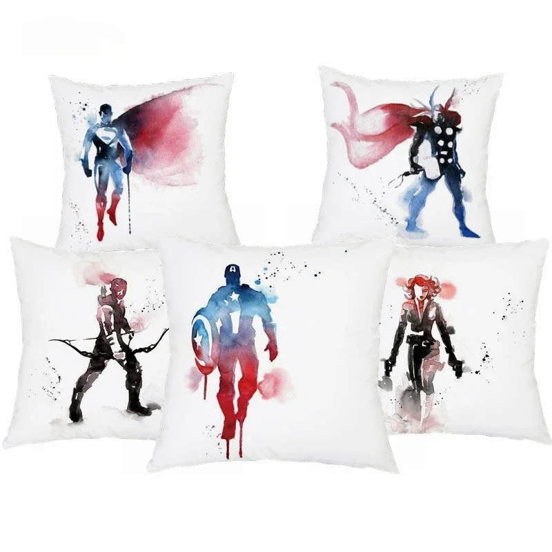 45 * 45cm Super Hero Logo Polyester Polyester Pillowcase Magic Cartoon Iron Man Printing Home Bedroom Decorative Pillowcase   ..