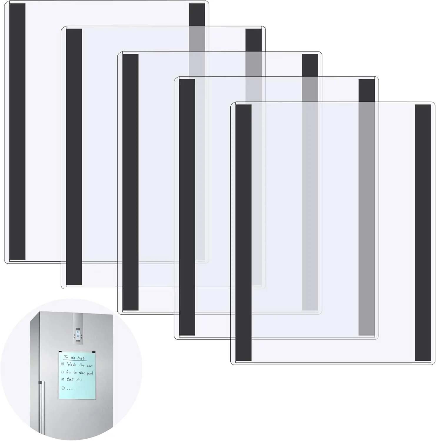 

5 Clear Plastic Magnetic Sign Holders for 8.5x11 Posters, Rigid Document Frames