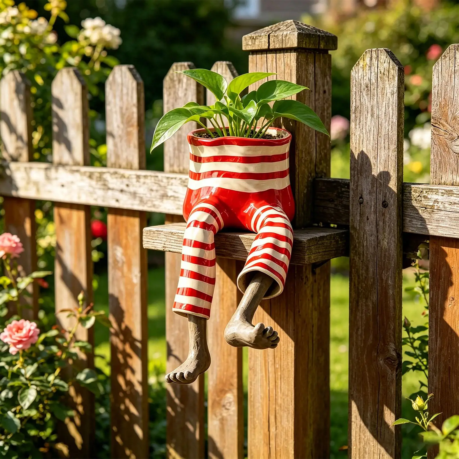 Indoor Planter Striped Long-Legged Planter Desktop Flower Pots for Gardeners Growers Home Office Apartment Living Room Bedroom