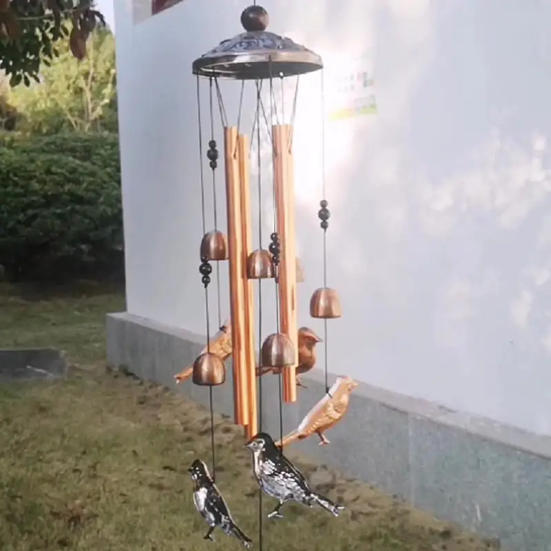 Outdoor Garden Wind Chime Weatherproof Iron Dog Wind Bells Large Wind Chime with Tubes Yard Patio Home Wall Hanging Decoration
