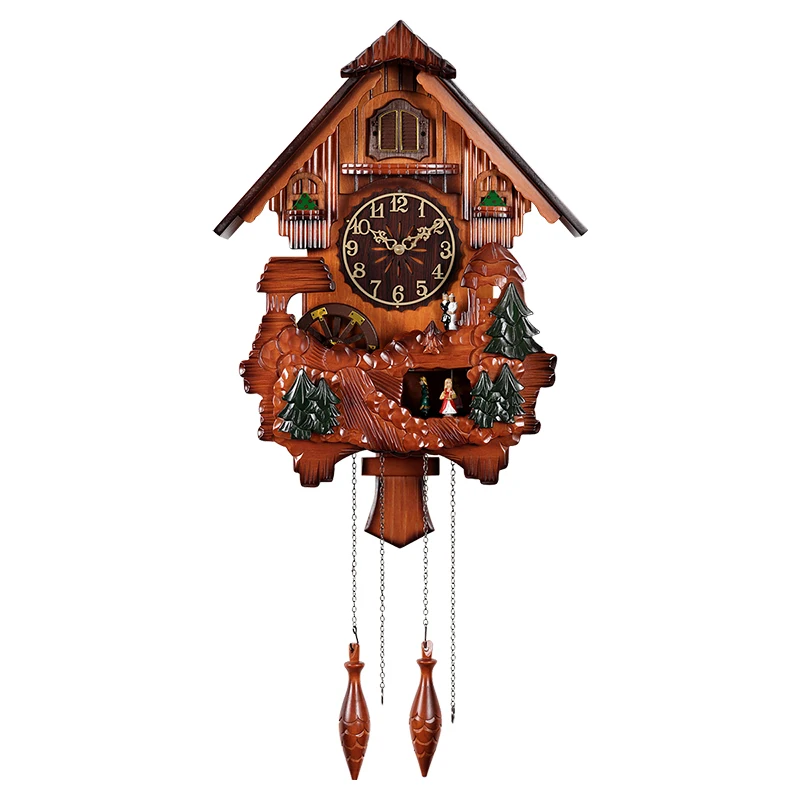 European swing wall clock living room clock creative wall watch cuckoo music time bird