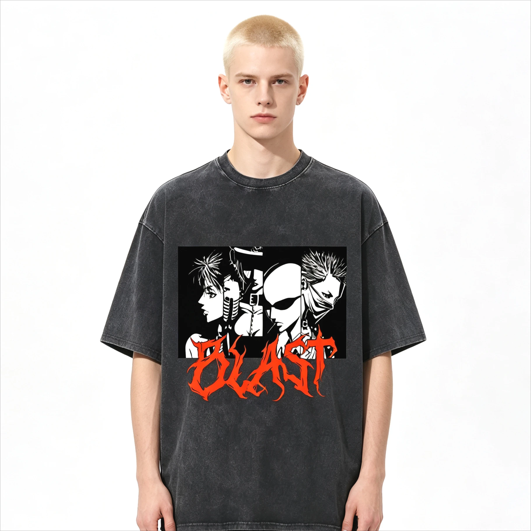 Sommer-Hot-Sale: Japanisches Anime Nana Osaki Washed Graphic T-Shirt für Männer und Frauen, Harajuku T-Shirt, Y2K Gothic Baumwolle Oversized T-Shirt – Detail 2