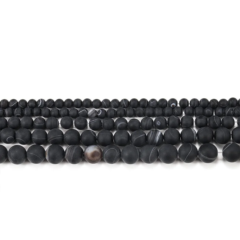 Natural Stone Matte Black Stripe Agate Beads for Jewelry Making DIY Necklace Bracelet Women's Earrings 6 8 10 12mm Onyx Material