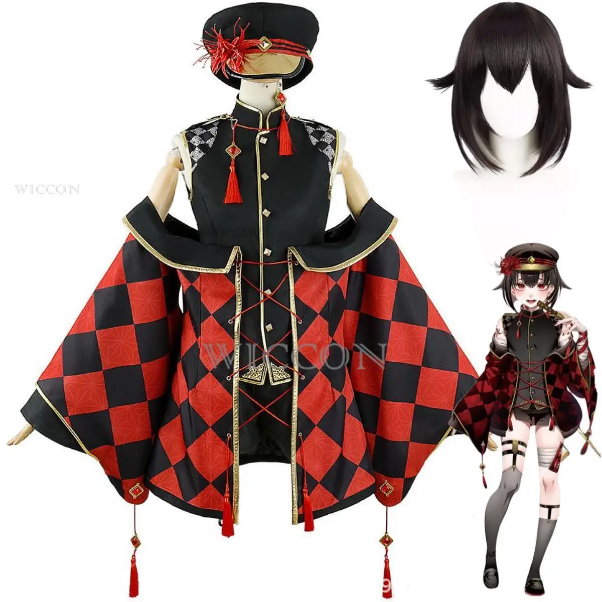 

Anime Virtual YouTuber Nijisanji Shinoshima Raise Cosplay Costume Wig Red Skirt Gorgeous Uniform Woman Sexy Kawaii Carnival Suit