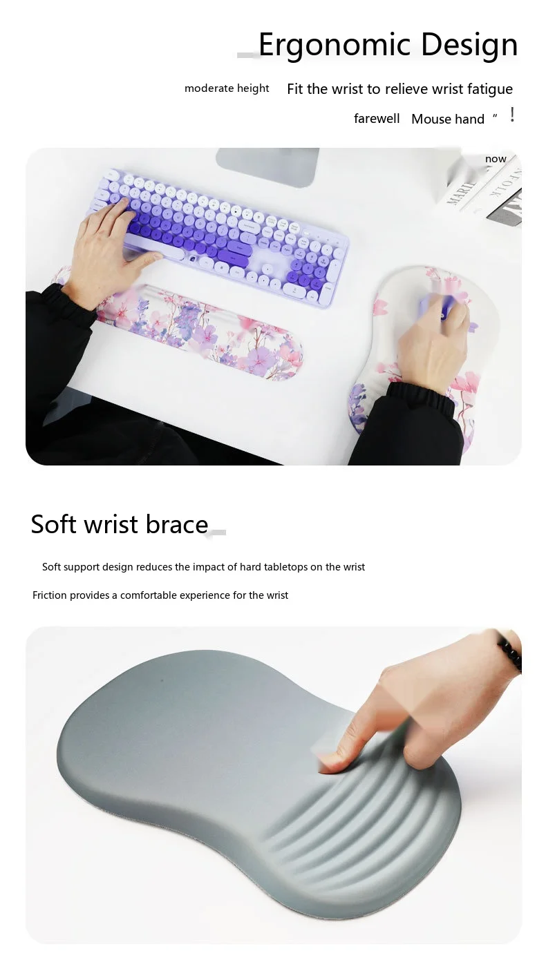 Dicke Schaumstoff-Handgelenkauflage, Mauspad, Tastaturunterstützung, ergonomische Schreibtischunterlage für Büro und Gaming, 5 Musteroptionen – Detail 2