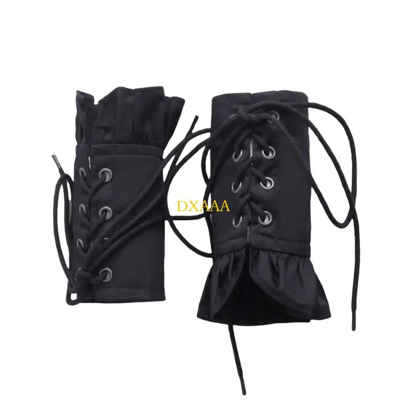 DXAA Retro Ruffled Arm Cuffs Detachable Collar Decorative Sleeves Neckpiece For Women