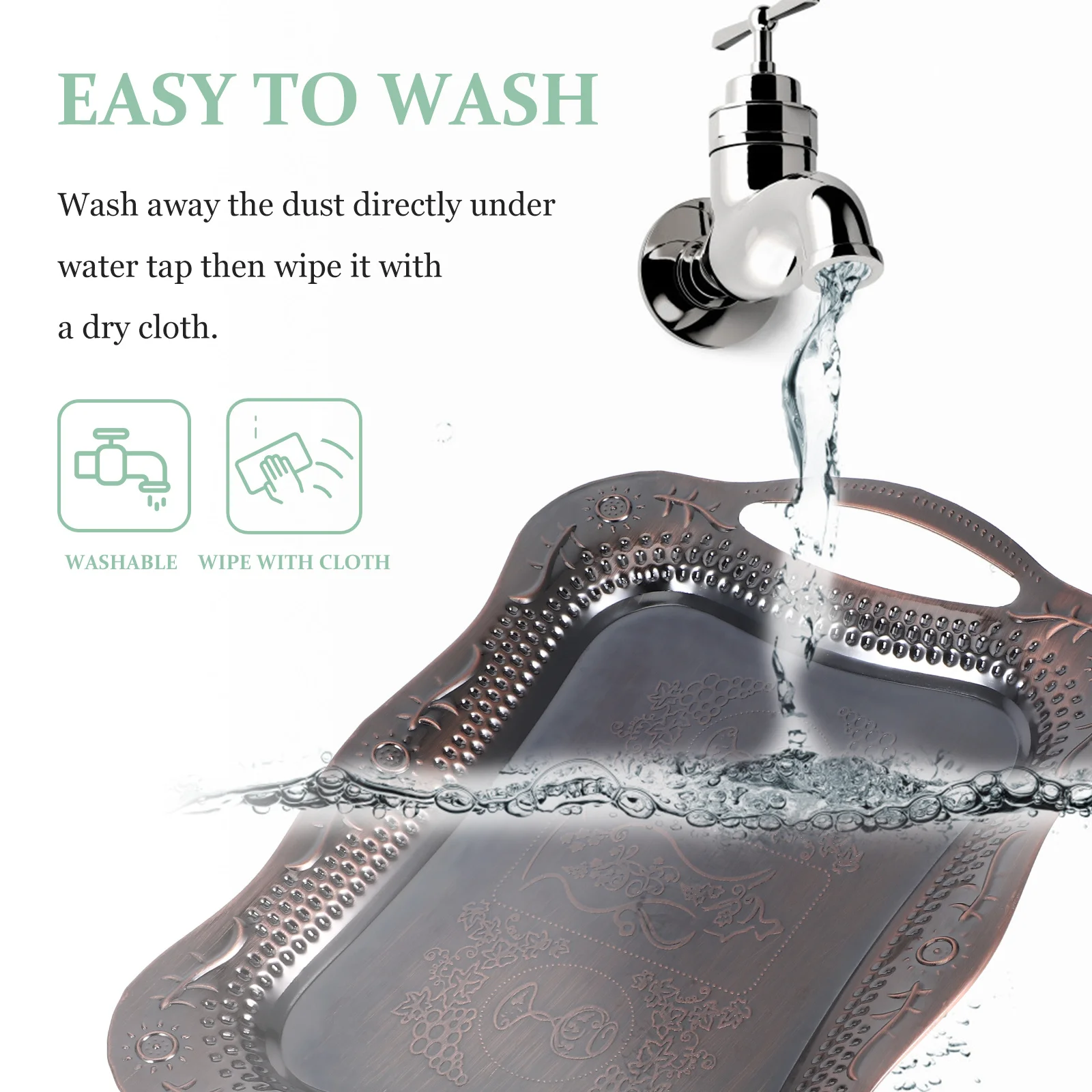 

Metal Serving Tray Rectangular Retro Style Portable for Fruit Snacks Candy Dessert Tea Tray Elegant Design Candy Organizer