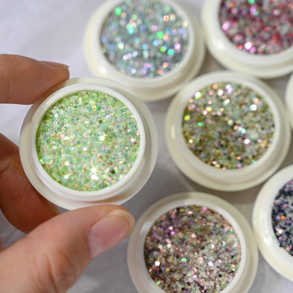 8 boîtes de paillettes hexagonales mixtes pour ongles, grosses flocons holographiques scintillants pour le visage, les yeux, le corps, maquillage, décoration Nail Art