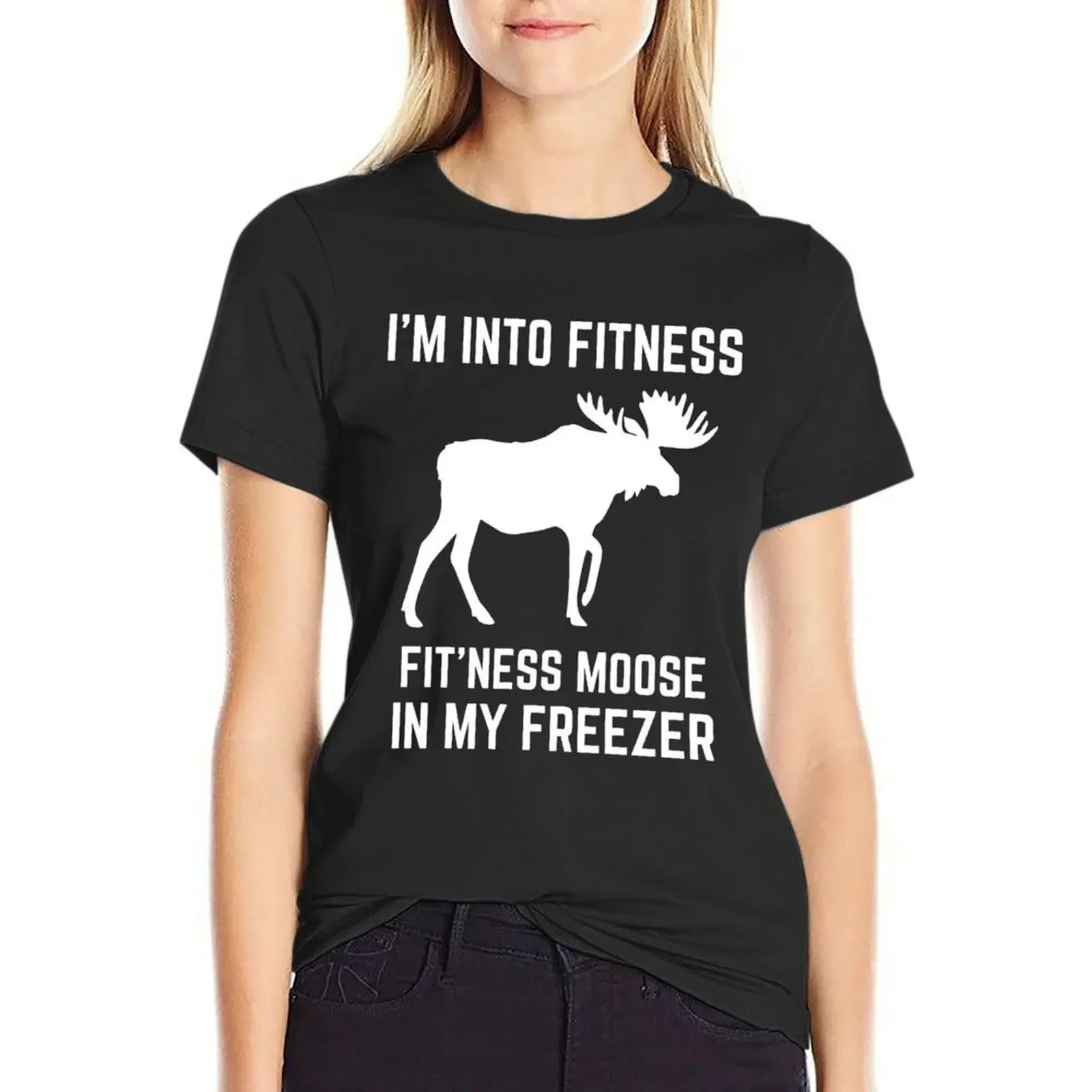 

I'm Into Fitness Fit'ness Moose In My Freezer Hunting T-shirt vintage clothes cute clothes female T-shirt Women