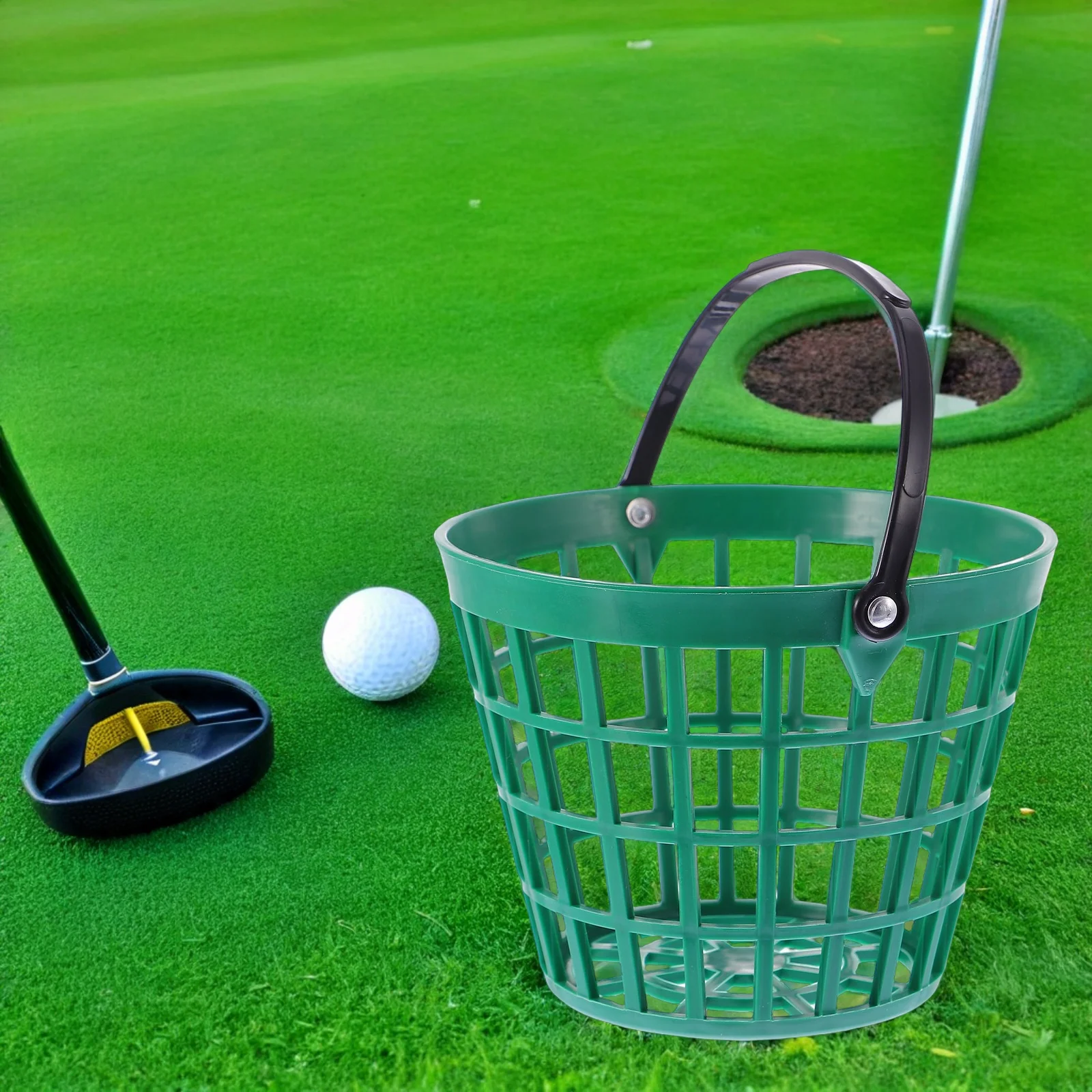 

Golf Pick up Basket Large Capacity Nylon Storage Bucket Handle for Balls Outdoor Range Clean Healthy Plastic Basket