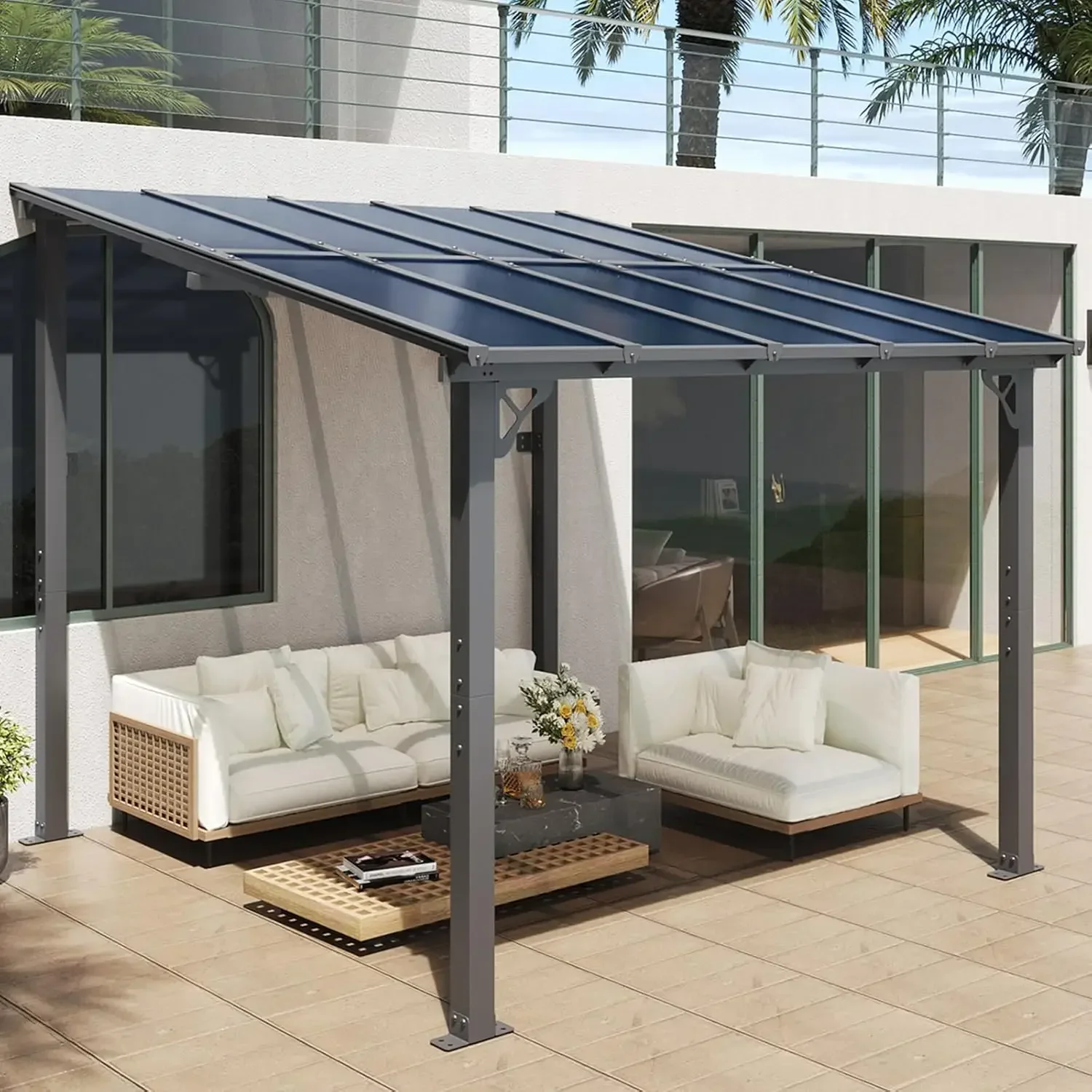 

10’x 10’ Gazebo, Elegantly Mounted on The Wall, Presents a Captivating Pergola on Clearance for Your Outdoor Patio