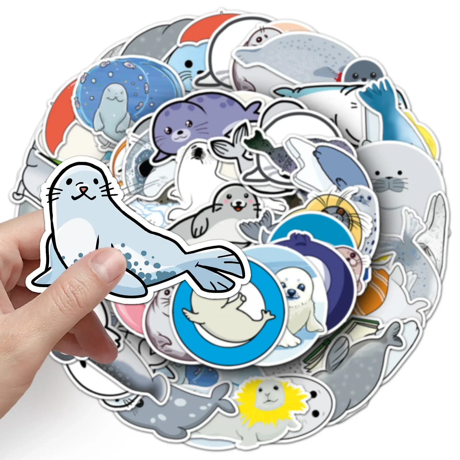 60PCS Sea Animal Cute Seal Cartoon Graffiti Sticker Decoration Guitar Motorcycle Skateboard Waterproof Decal Kids Toys Gifts