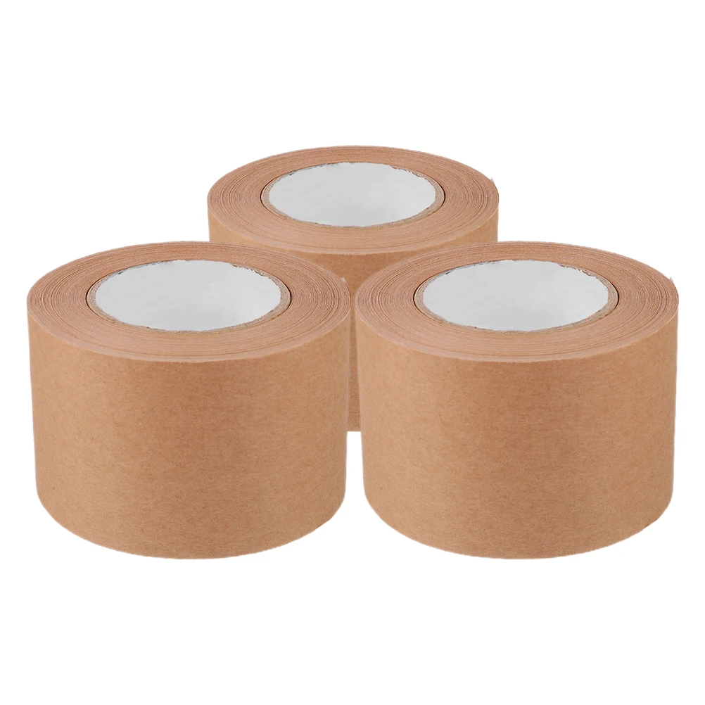 

3 Rolls Heavy Duty Kraft Paper Tape for Packing Strong Adhesion Writable Sealing DIY Brown Shipping Wide Packaging Reinforced