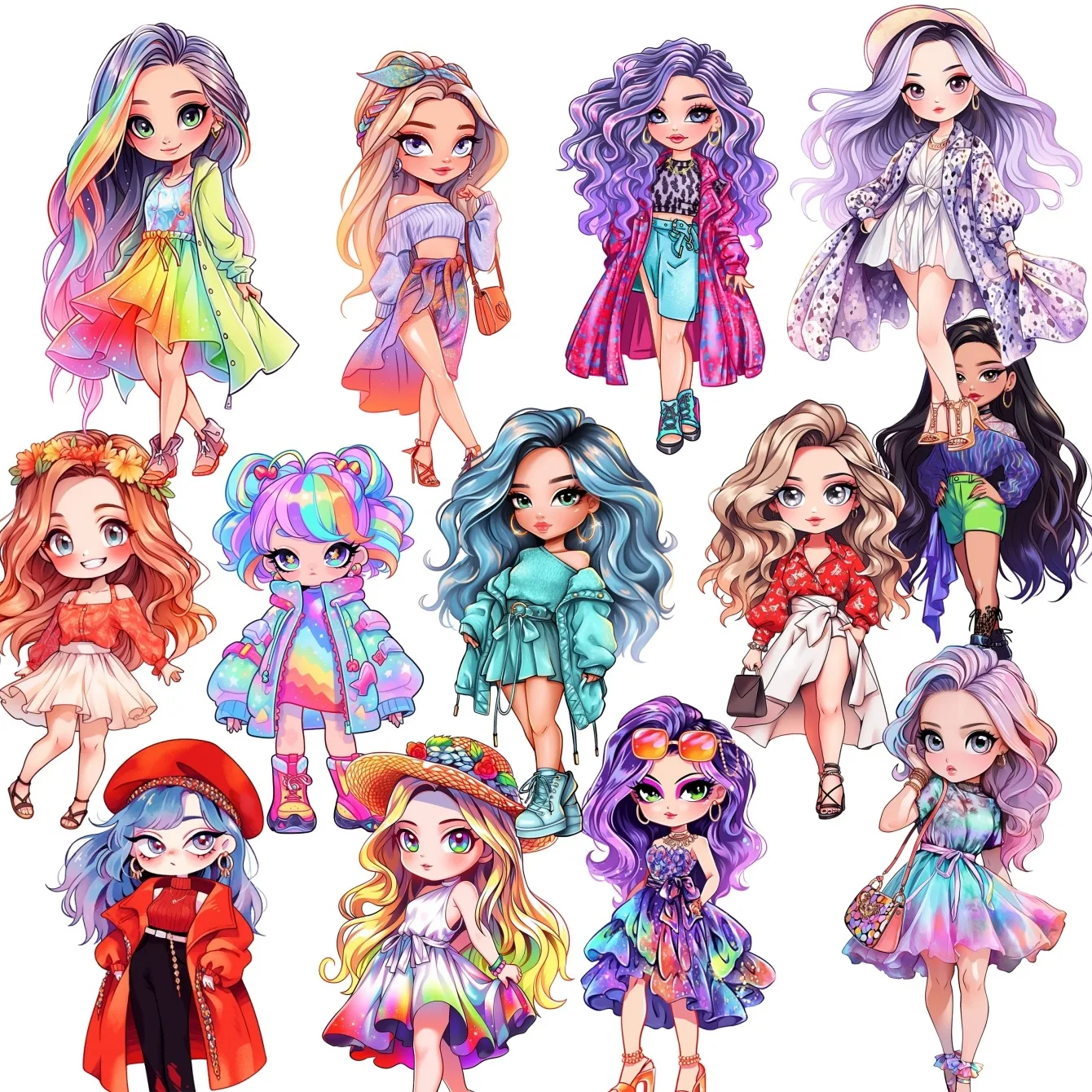 

20 шт., милые и модные наклейки с героями мультфильмов для девочек, для ноутбука, гитары, скейтборда, багажа, автомобиля, детские водонепроницаемые канцелярские принадлежности