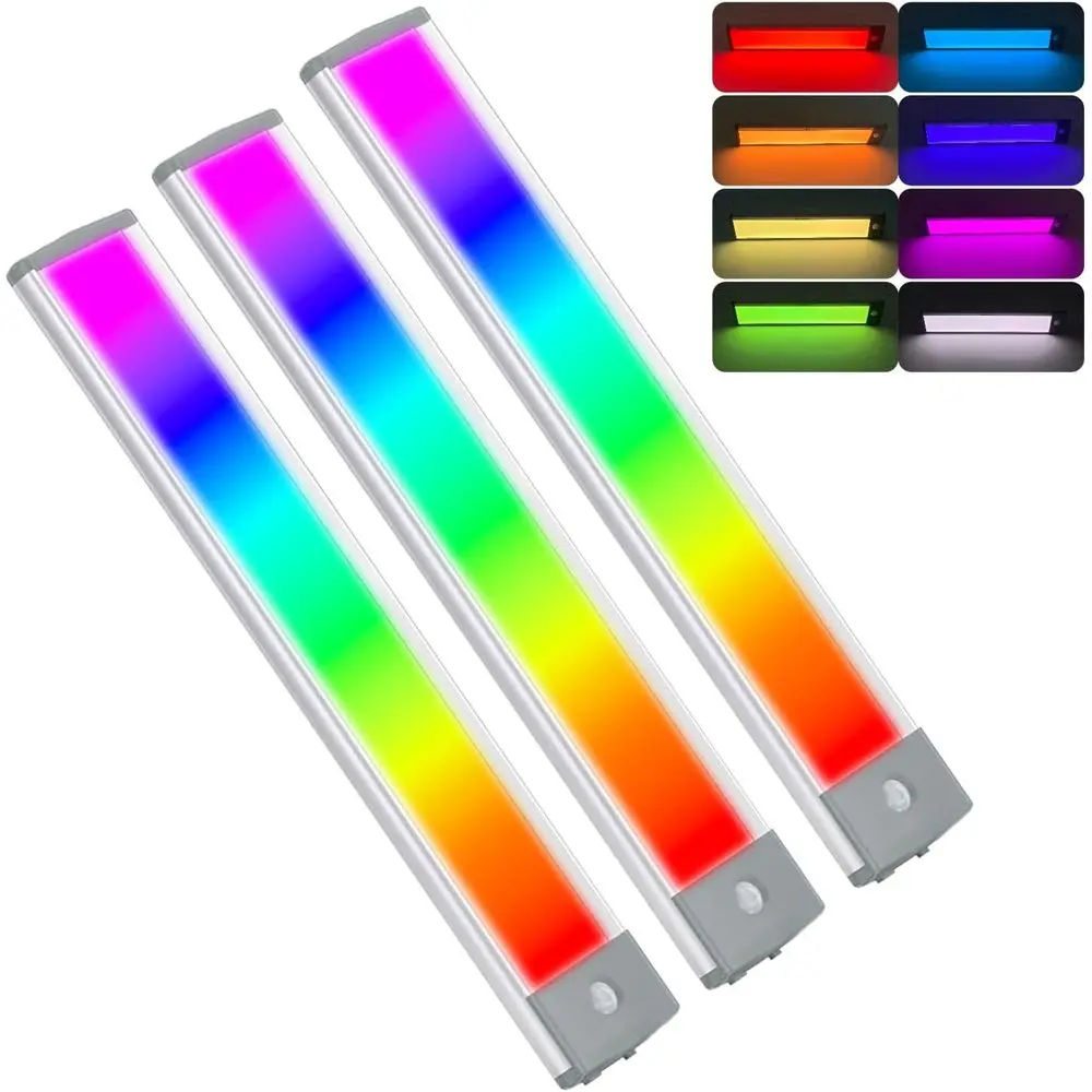 

LEPOTEC Motion Sensor Cabinet Lighting,RGB LED Closet Lights WirelUSB Charging Cupboard Night Lights Bar or Under Counter,Kitche