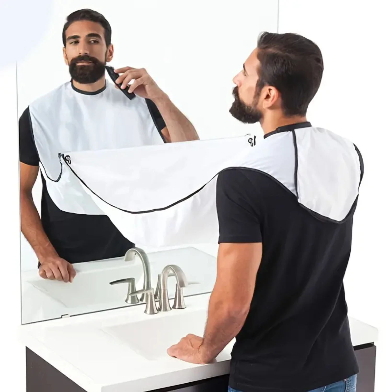 Men's Wall Mirror Shaving Aprons Haircut Suction Cape Home Salon Mustache Beard Aprons