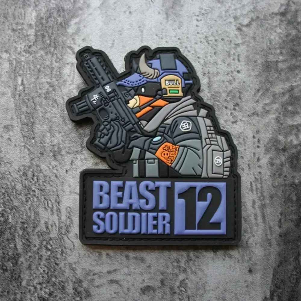 3D PVC Animal Tactical Team Patch Beast Warrior Hook Chinese Zodiac Stickers Military Rabbit Tiger Dragon Morale Badge Backpack