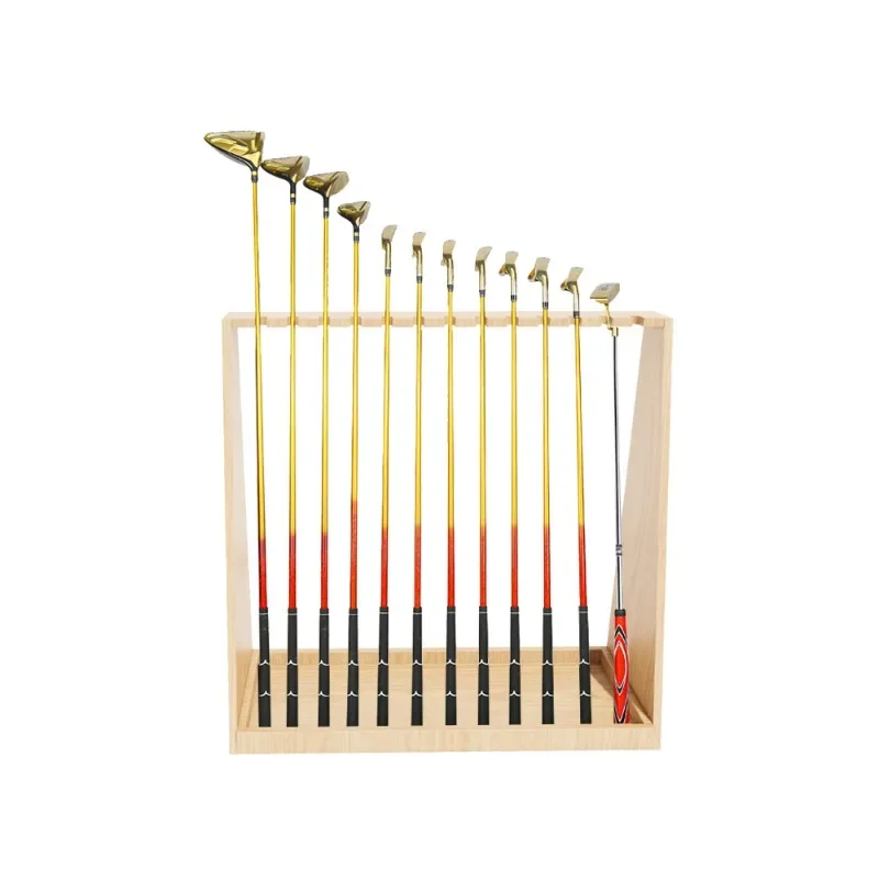 Golf Club Rack Wooden Floor Display Rack for 13 Clubs Indoor Use Golf Putter Stand & Rack Holder