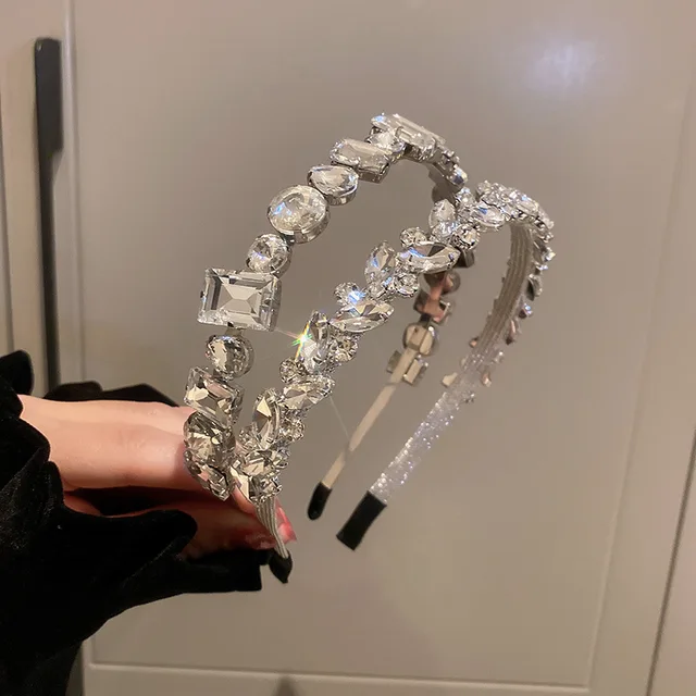 Koło kwadratowy Rhinestone z pałąkiem na głowę błysk włosów głowy wesele akcesoria do włosów
