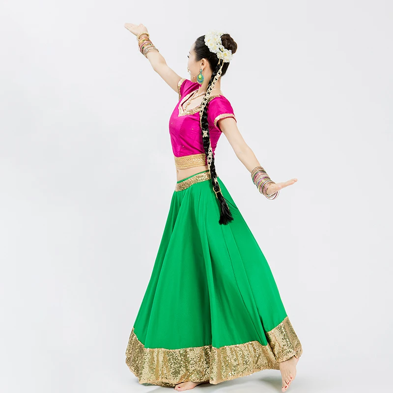 Indian Dance Skirt For Women Adult Big Swing Saree Clothes Oriental Dance Stage Performance Costumes 720 Degree Skirt DQL6990