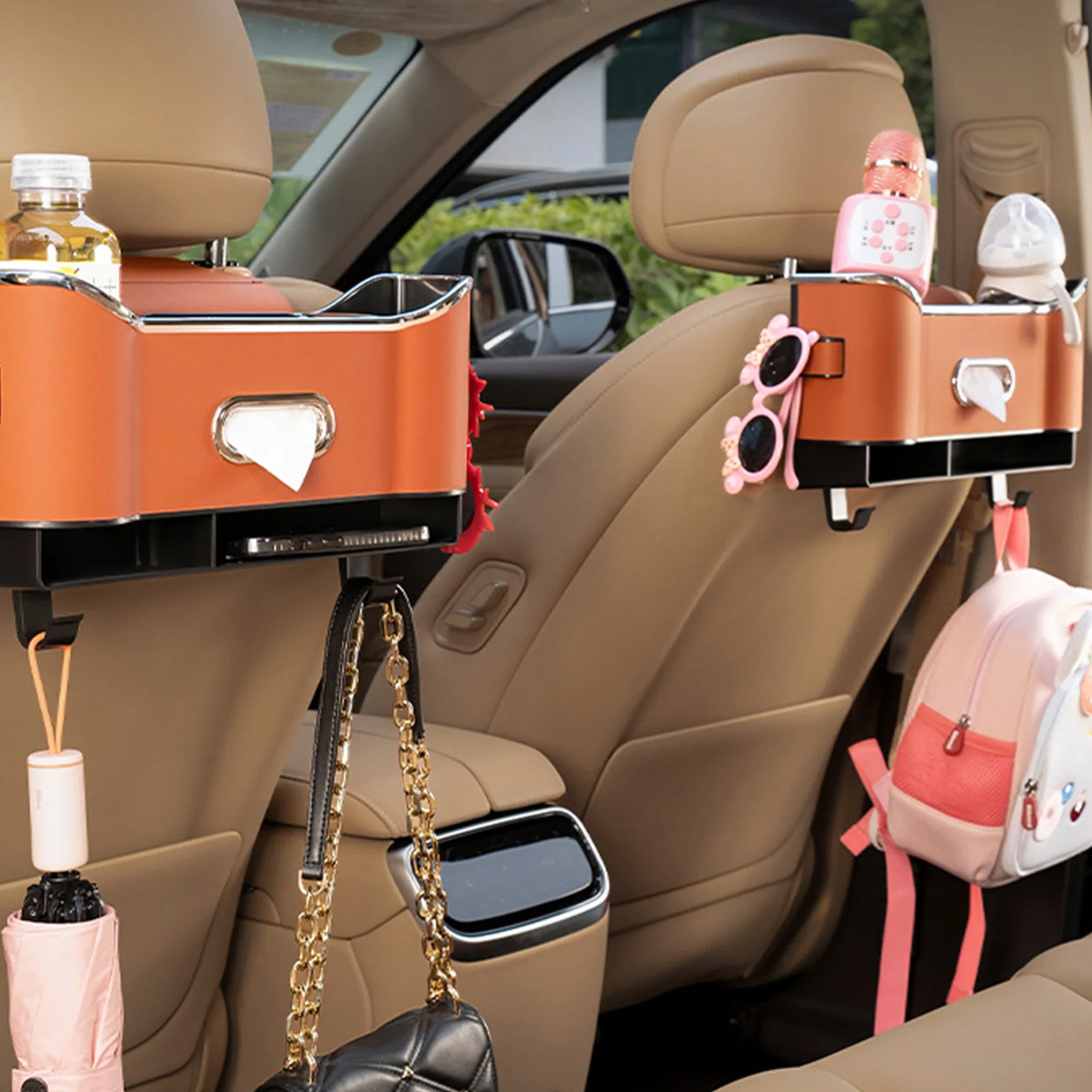 Vehicle Seat Back Storage Rack Easy to Install Multi-Functional Storage Tool Ideal for Families and Travelers