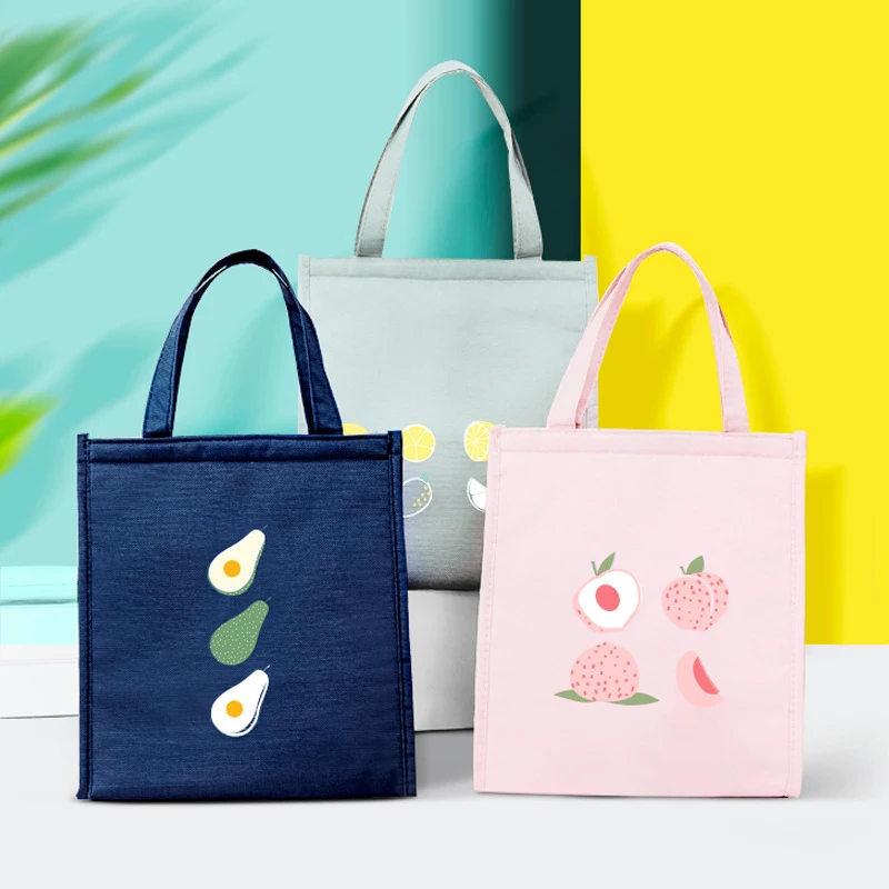 Waterproof Oxford Cloth Fruit Pattern Portable Lunch Bag Cooler Bag Thermal Insulation Bag Travel Picnic Food LunchBox New