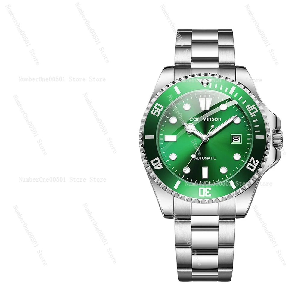 

Automatic Men's Watch Green Diver Bezel 200m Waterproof Luminous Date Steel