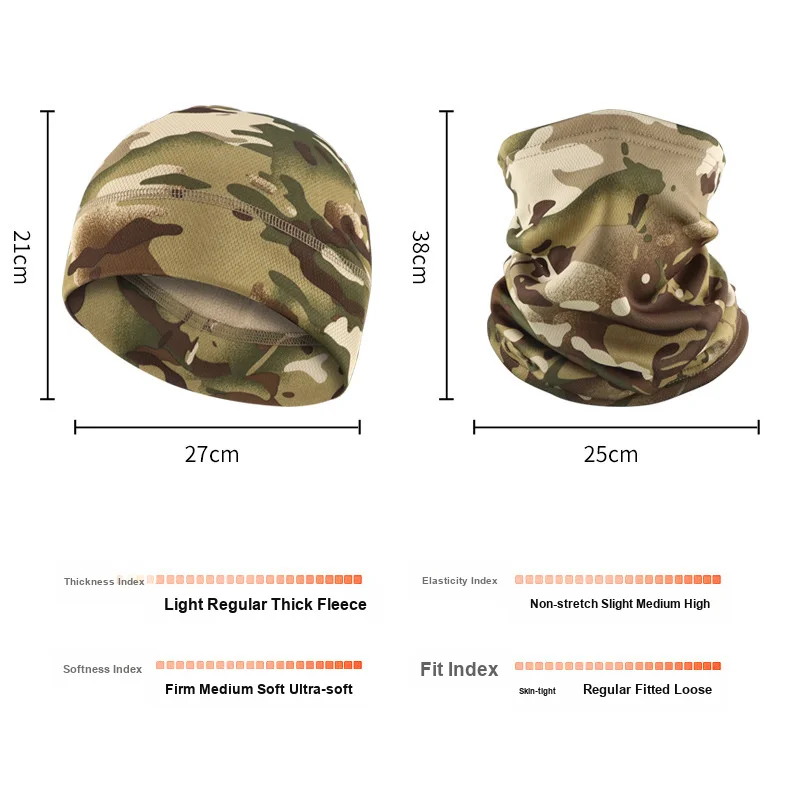 Thermal Head Cover 2 Piece Set Camouflage Fleece Lined Windproof Cold Resistant Protective Ear Cover for Men and Women Autumn