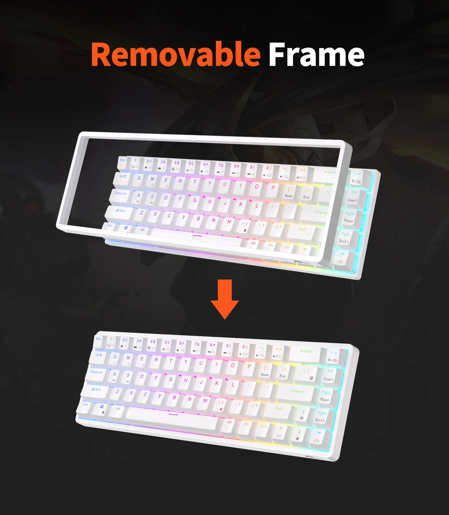 RKG68 RK837 Wireless Mechanical Keyboard 68 Key 65% RGB Backlight Hot Swappable 2.4Ghz Bluetooth USB Wired Gaming Royal Kludge