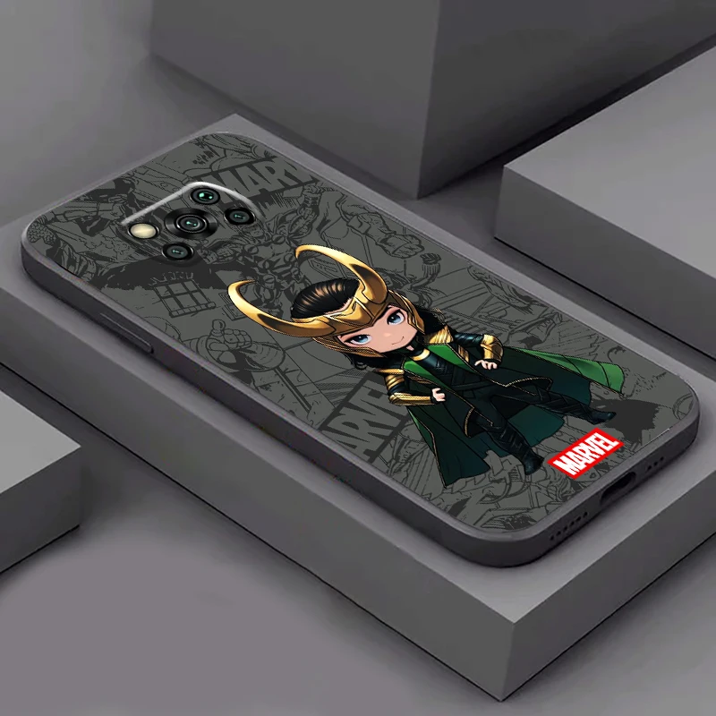 Capa de telefone dos desenhos animados Marvel Thanos Loki Capa de silicone líquido para Xiaomi POCO F5 F4 F3 Pro GT X5 X4 X3 Pro NFC M4 M3 Pro