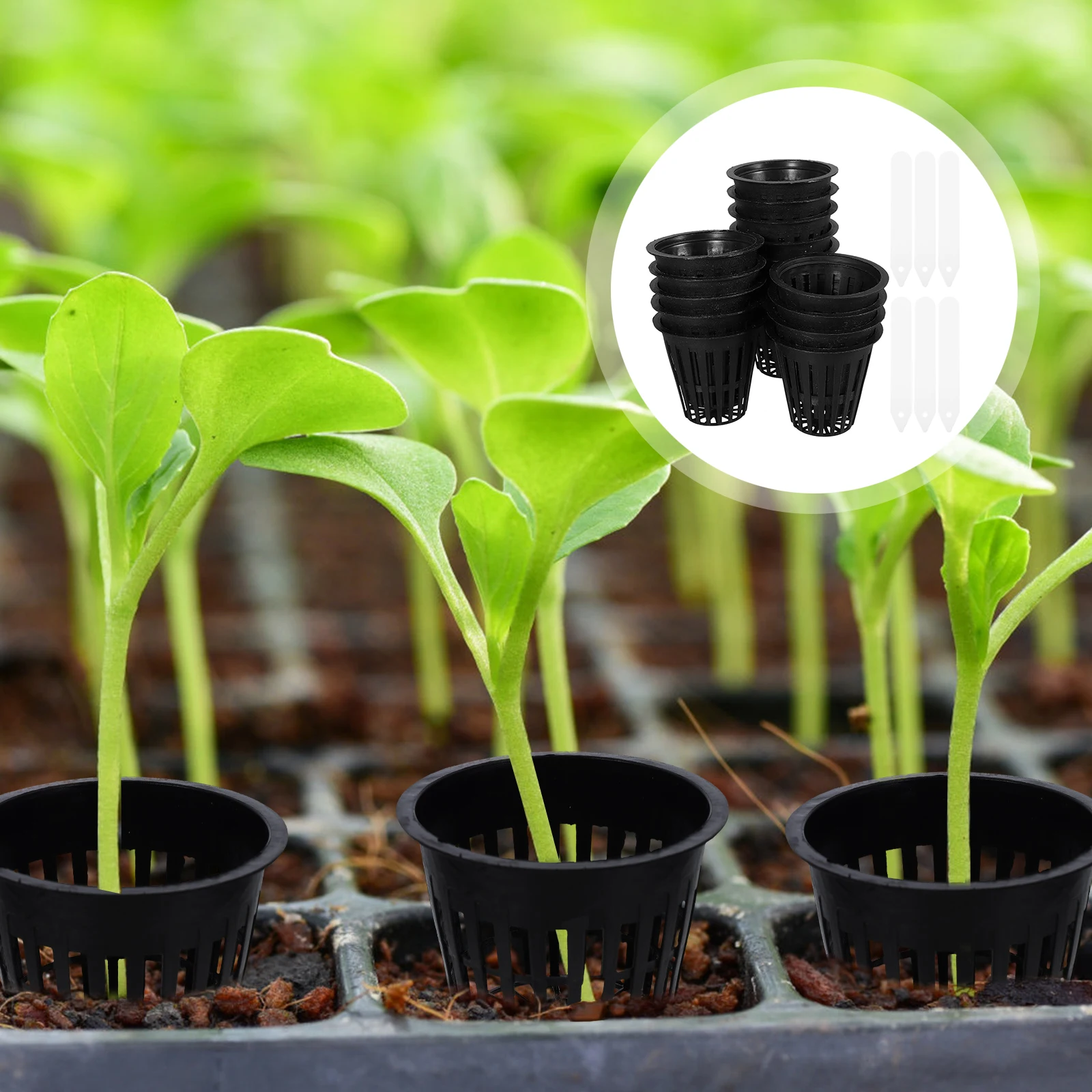 

Hydroponic Mesh Heavy Duty Net Pots Plant Labels Drainage Growing Net Cups Roots Growing UV Plastic Garden Containers