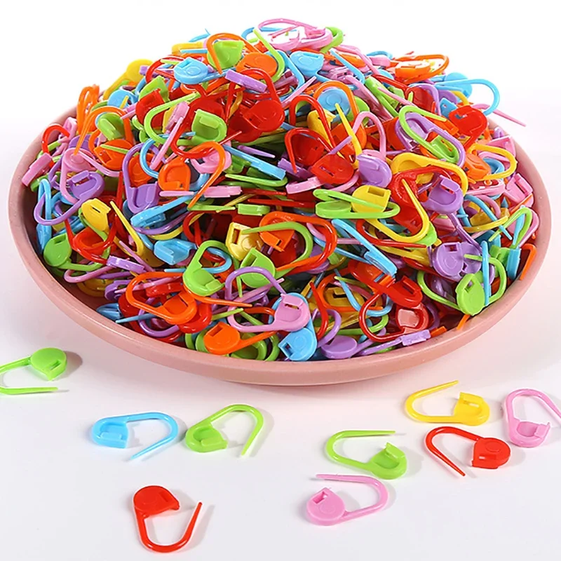 CANBOUN 100Pcs Mix Color Small Plastic Sew Pin Knit Locking Stitch Markers Crochet Latch Knitting Tools Needle Clip Hook Sewing
