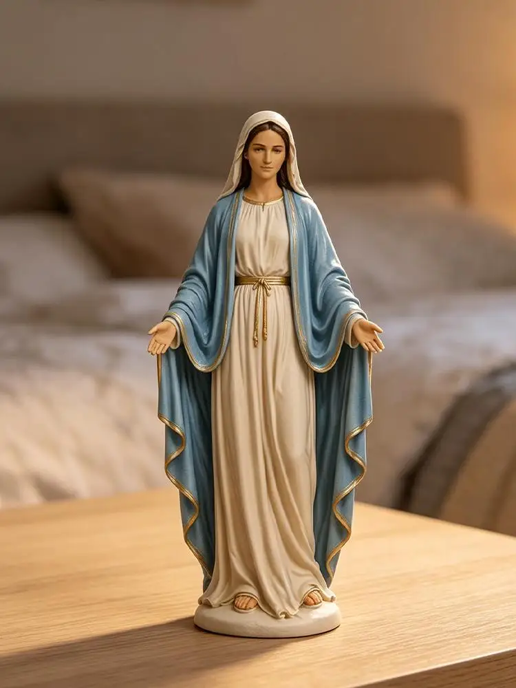 Estátua Católica de Nossa Senhora Jesus, Suprimentos Religiosos para Igrejas, Artesanato Religioso em Resina, Decoração para Casa