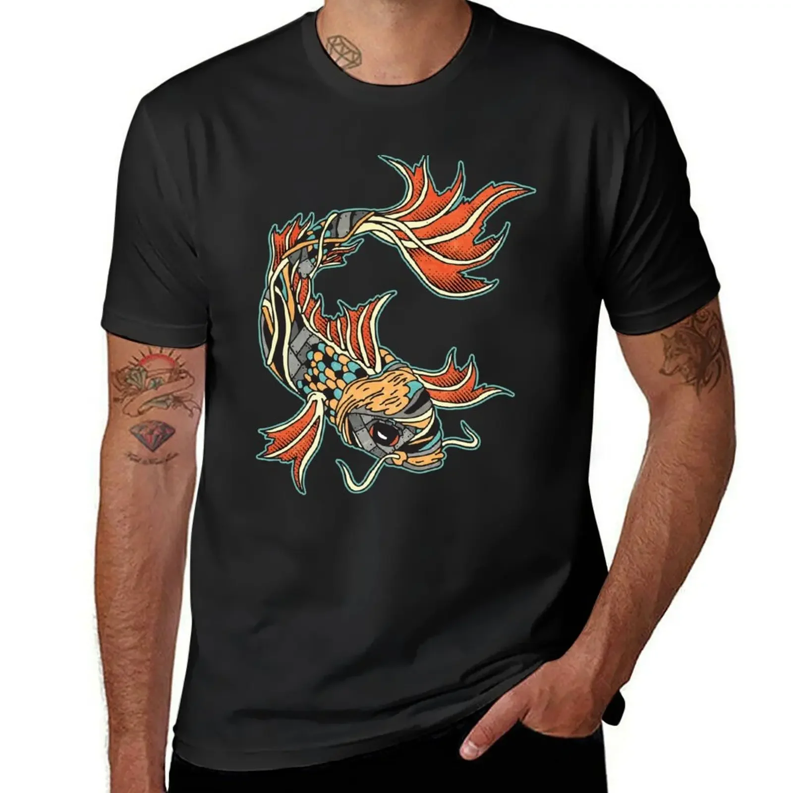 Bio-Mechanical Koi T-Shirt anime t shirts summer clothes customs black t shirts for men