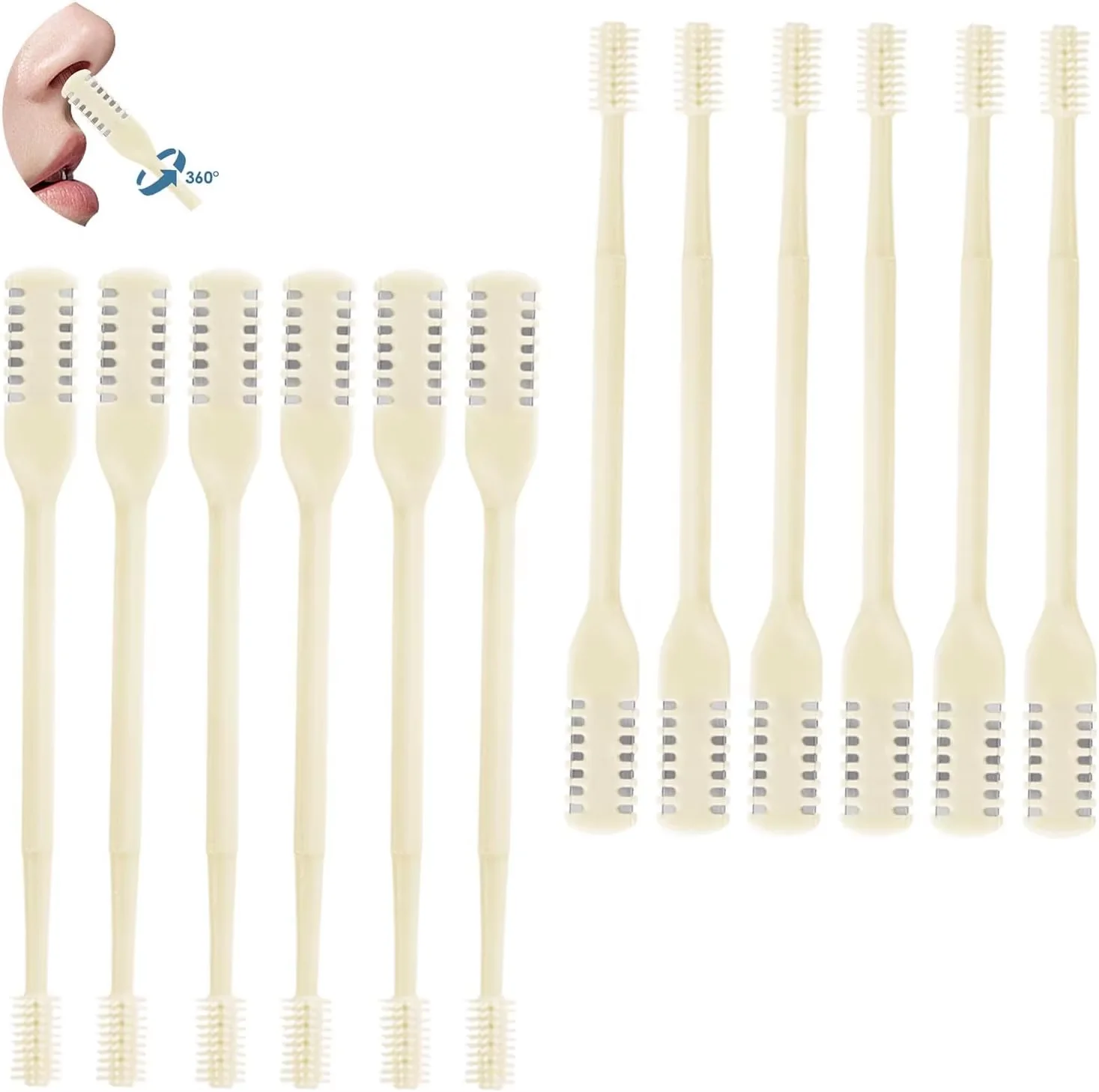 12 Pcs 2-in-1 Nasal Hair Cutter, Upgrade Double Sided Nose Hair Knife, 360° Nostril Hair Remover Tool, Nose Hair Trimmer for Men