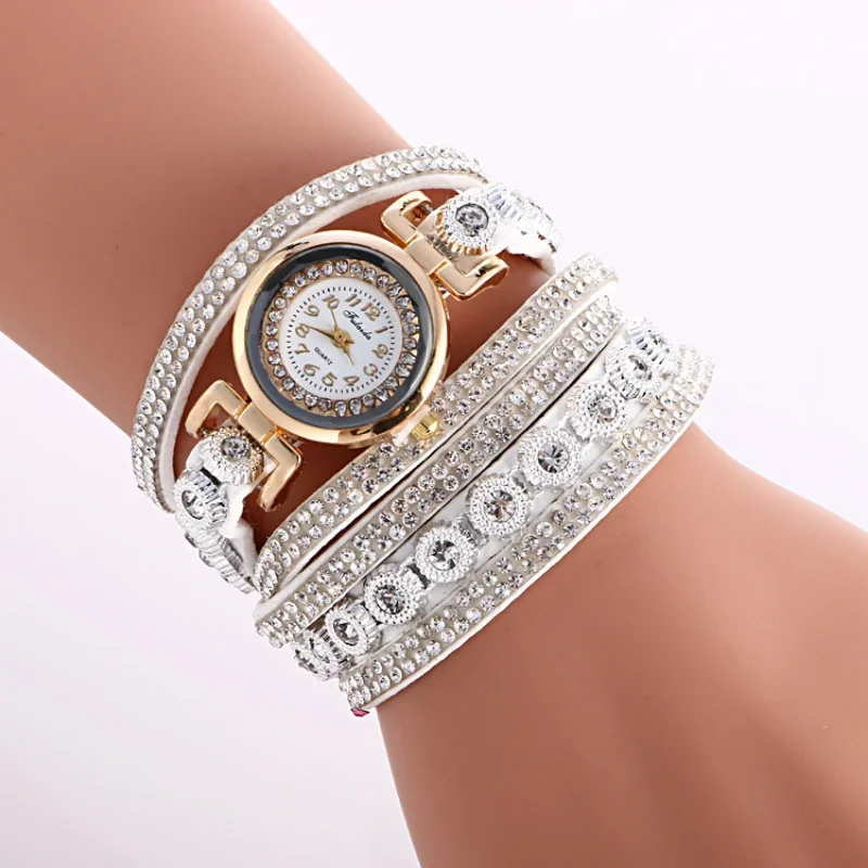 Luxury Rhinestone Women's Watch Multilayer Bracelet Long Leather Quartz Watch Fashion Ladies Wristwatch Relógios Feminino Montre