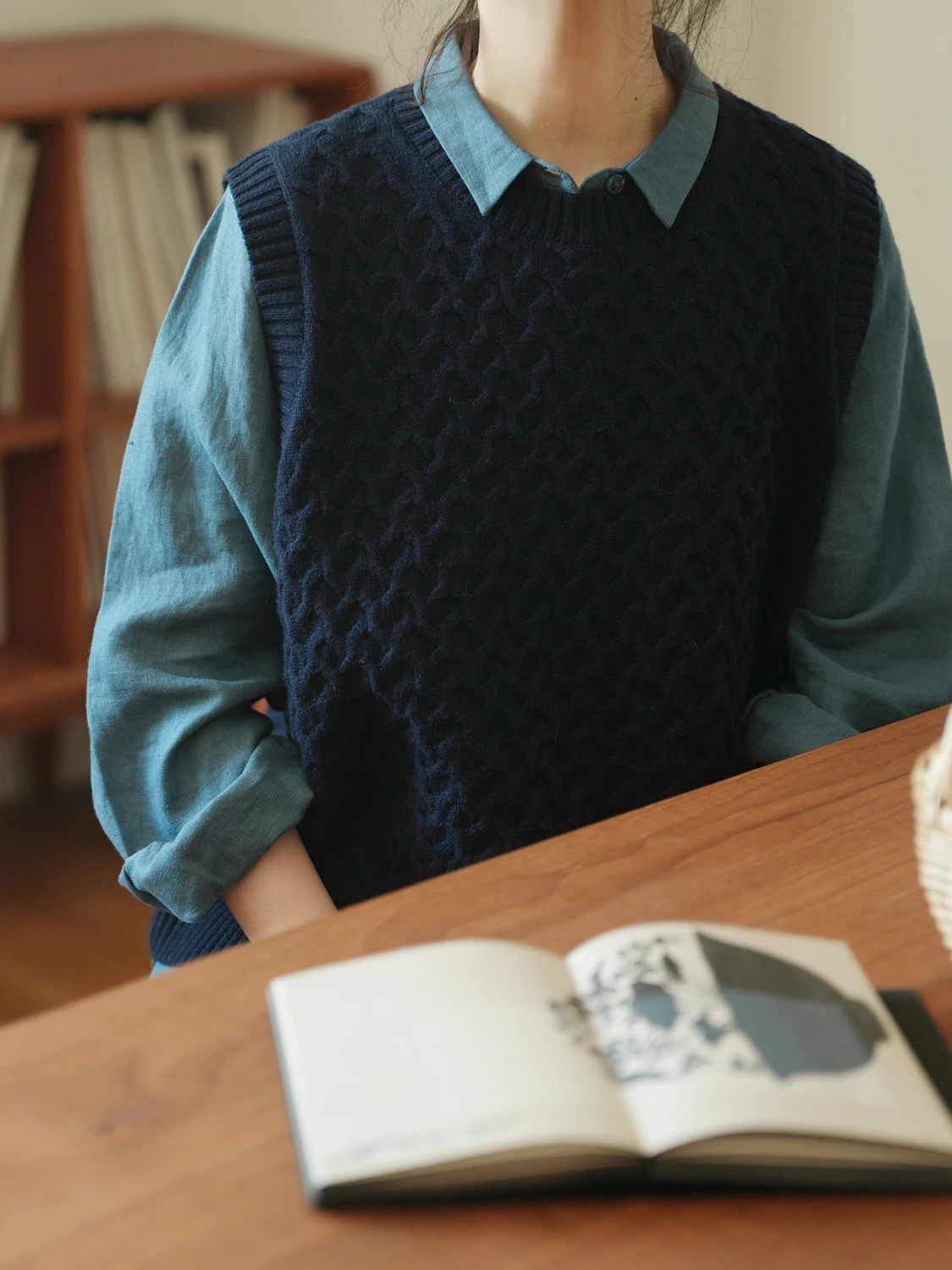 

Жилет-свитер Lrcp Two People's Production 723rd S из шерстяного твиста без рукавов для женщин, свободный крой, для повседневной носки, осень-зима