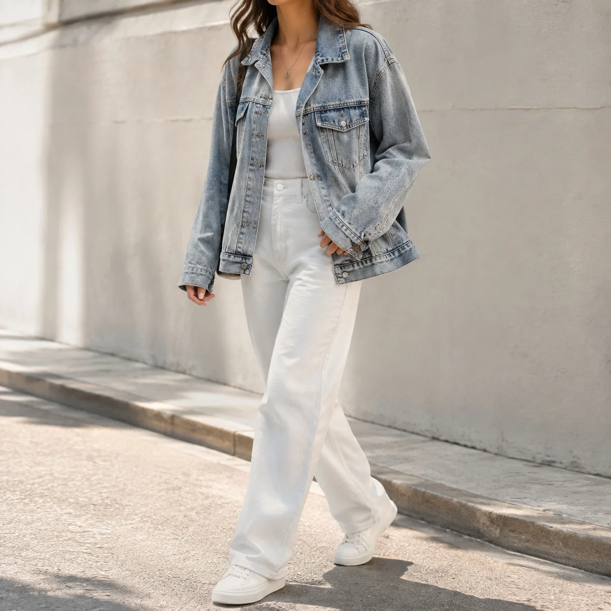 Turn Down Collar Hoodless Jacket Mid Length Streetwear with Regular Sleeve Long Sleeve Irregular Fit Casual Autumn for Women