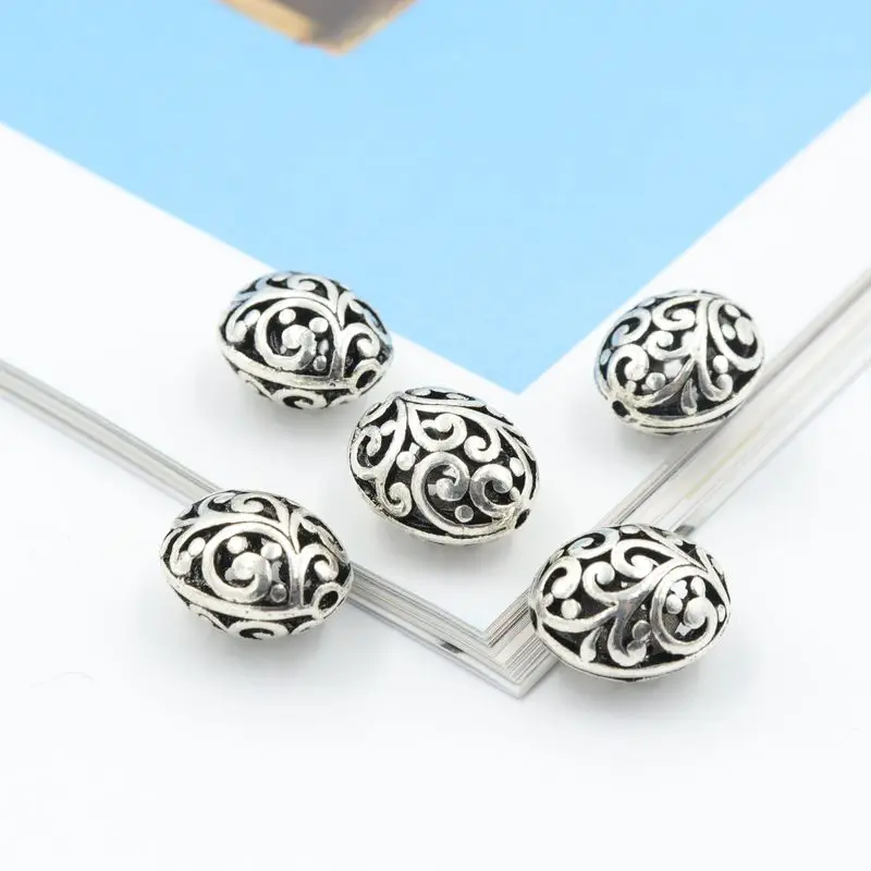 Tibetan Silver Gold Color Hollow Big Egg Oval Spacer Loose Metal Beads For Jewelry Making Needlework Beadwork Diy Accessories