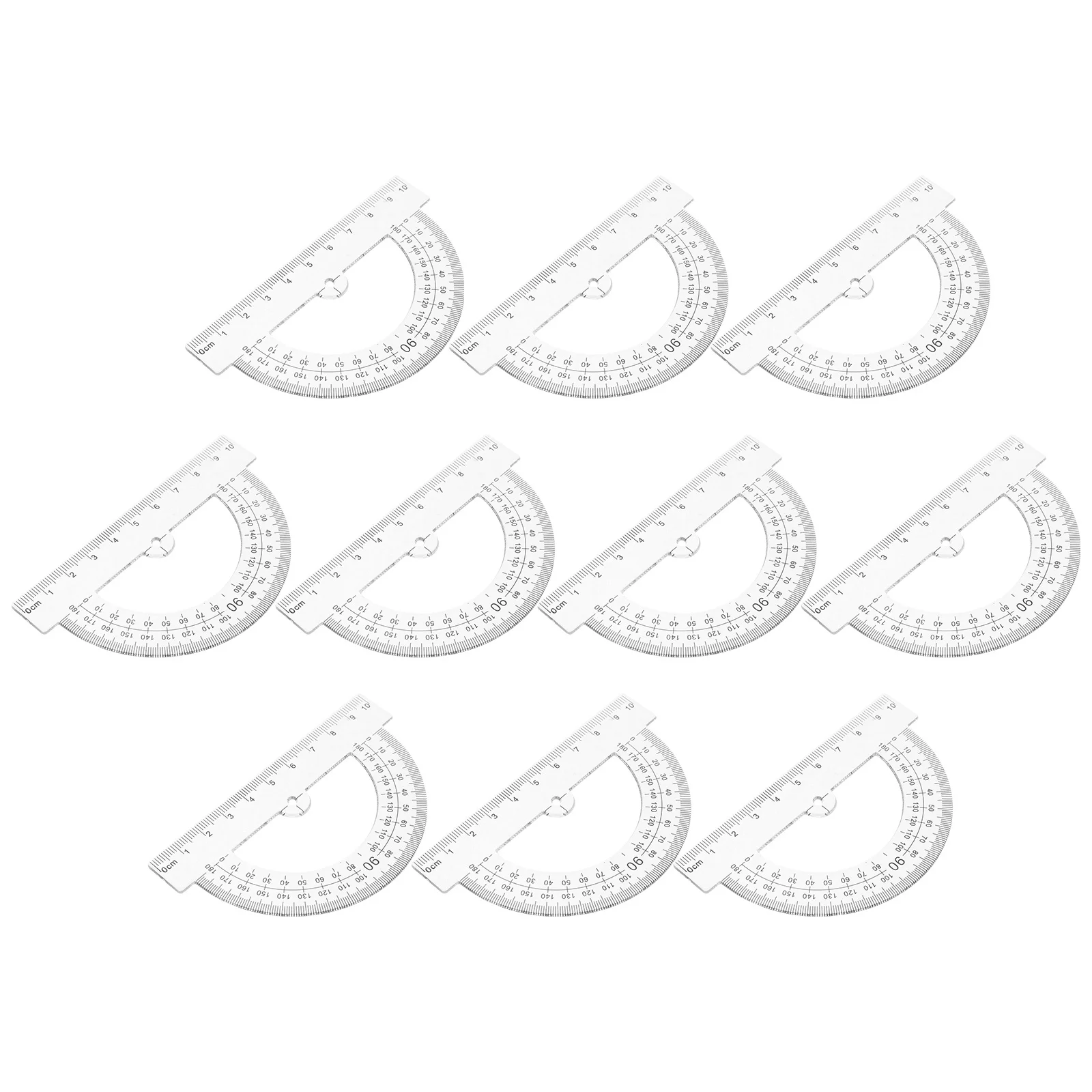 10Pcs Half Circle Plastic Protractors Lightweight Portable Measuring Tool for School Student Classroom Drafting
