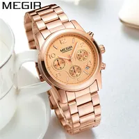MEGIR Women Lover Wristwatch Top Brand Luxury Gold Female Chronograph Date Clock Classic Business Girl Quartz Watches 2057
