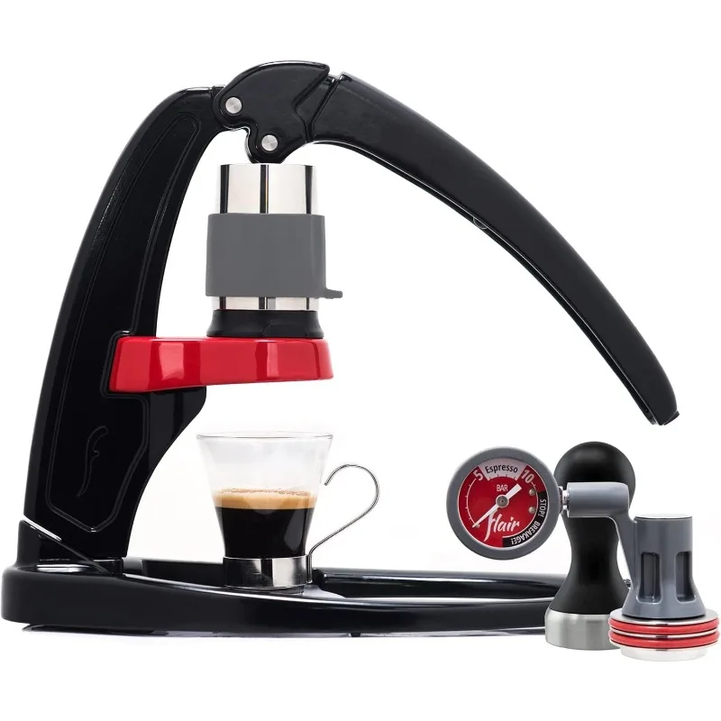 Flair Espresso Maker - Kit: Manual Lever Espresso Machine with Stainless Steel Tamper, Pressure Gauge and Carrying Case