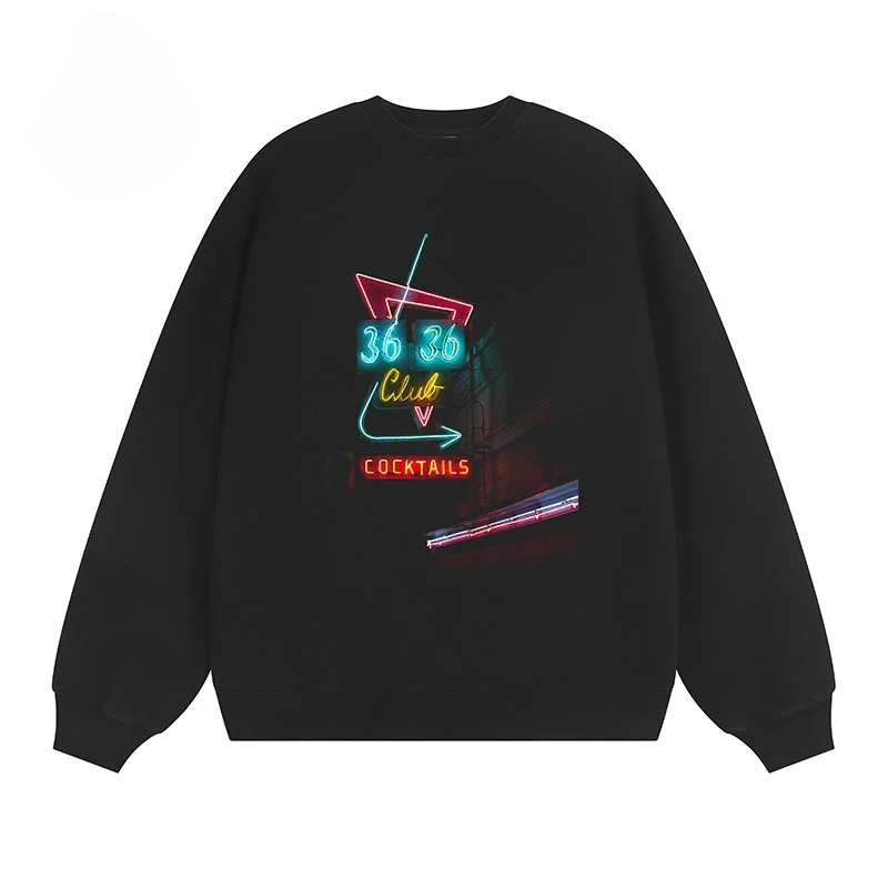 

A loose and fashionable men's and women's top with cyberpunk style printed round-neck sweatshirt for autumn/Winter 2025