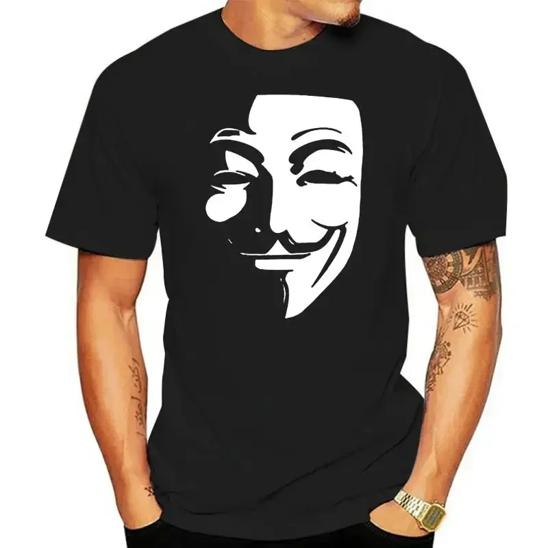 O Neck Short Sleeve Vintage Tops Male Tees Tshirts   Holi Ok Summer V for Vendetta Anonymous Guy Fawkes Mask Men T Shirts