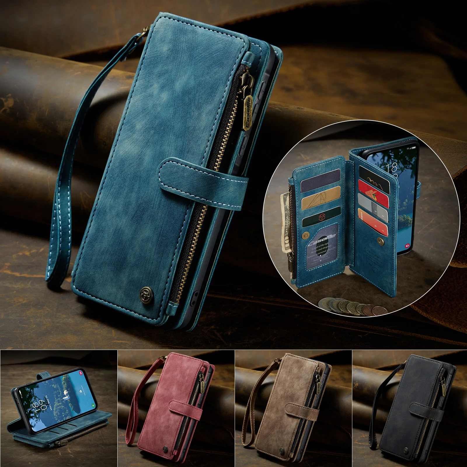 

CaseMe-C30 For Samsung GALAXY A12 A13 A14 A15 A16 A33 Luxury Magnetic Flip PU Leather Wrise Wallet Case Card Slots Holder Cover