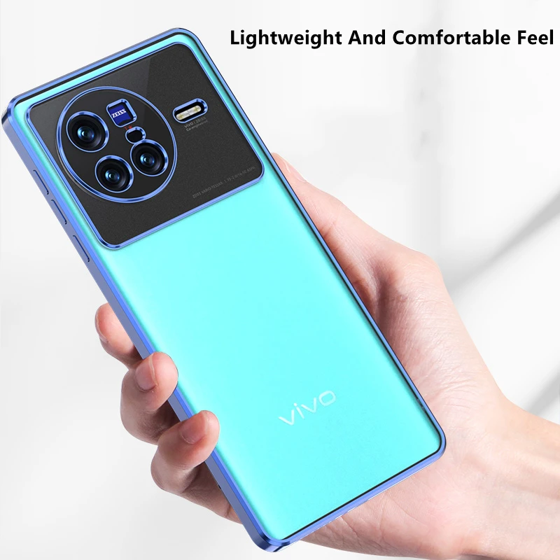 For Vivo X80 Pro Case Stylish Matte Transparent Phone Cover For Vivo X80 Case Luxury Plating Soft Silicone Shockproof Bumper 5G