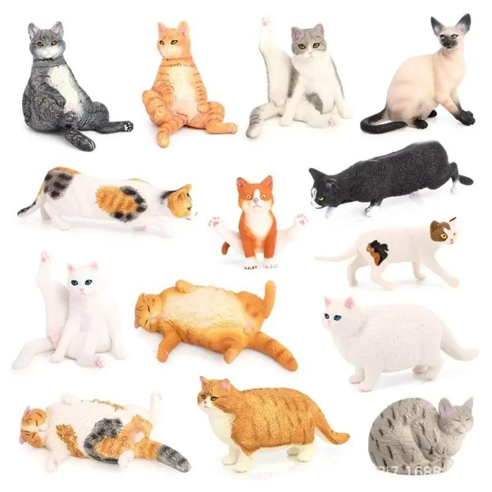 Cute Simulation Cat Model Realistic Pet Figurines Lifelike Cat Action Figures Siamese Ragdoll Persian Cat Simulation Pet Decor